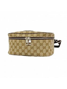 Gucci Waist Bag GG Canvas Beige Brown Silver